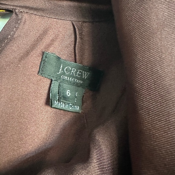 J. Crew Collection 100% Silk Dress Mod MCM Art Deco Geographic Brown/Gold W's 6 - Picture 8 of 11